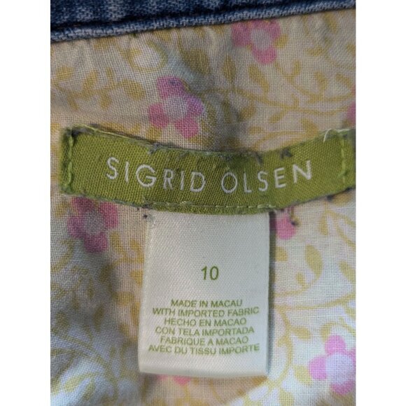 Sigrid Olsen Denim Jean Jacket W/Zipper Closure & Pockets Sz 10 Closet Staple - Picture 9 of 12